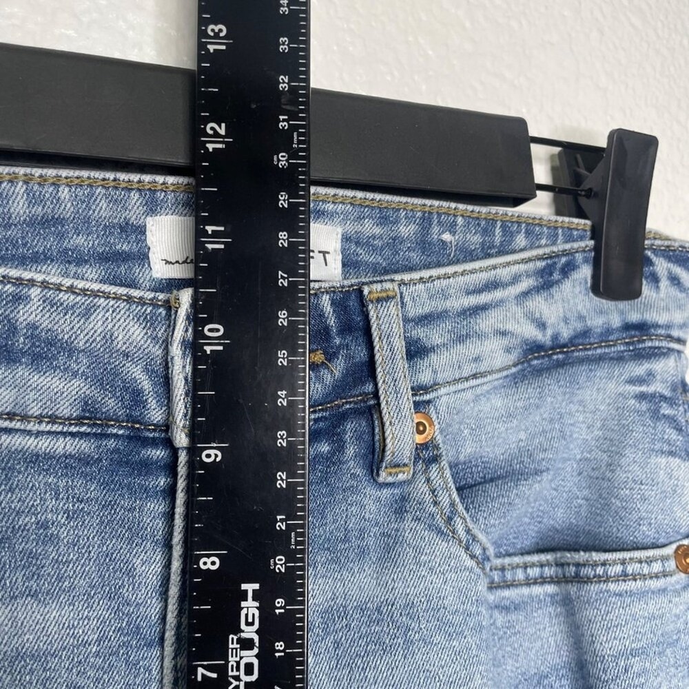 Loft Curvy High Waist Skinny Ankle Jeans Blue Distressed Raw Hem Size 25 0 - Picture 5 of 15